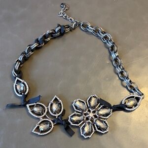 LOFT Black and Silver Floral Necklace